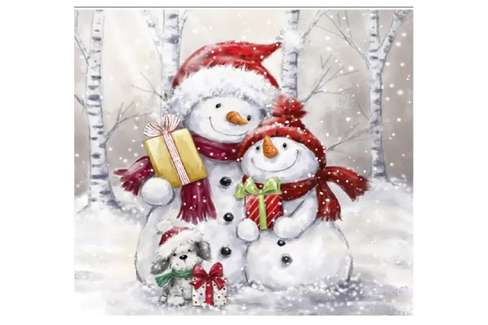 Салфетки бумажные Добрые снеговики 33х33см 3сл 20шт