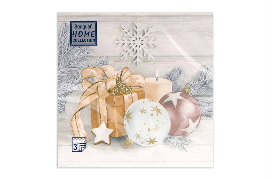 Салфетки бумажные Праздничный натюрморт Золото 33х33см 3сл 20шт