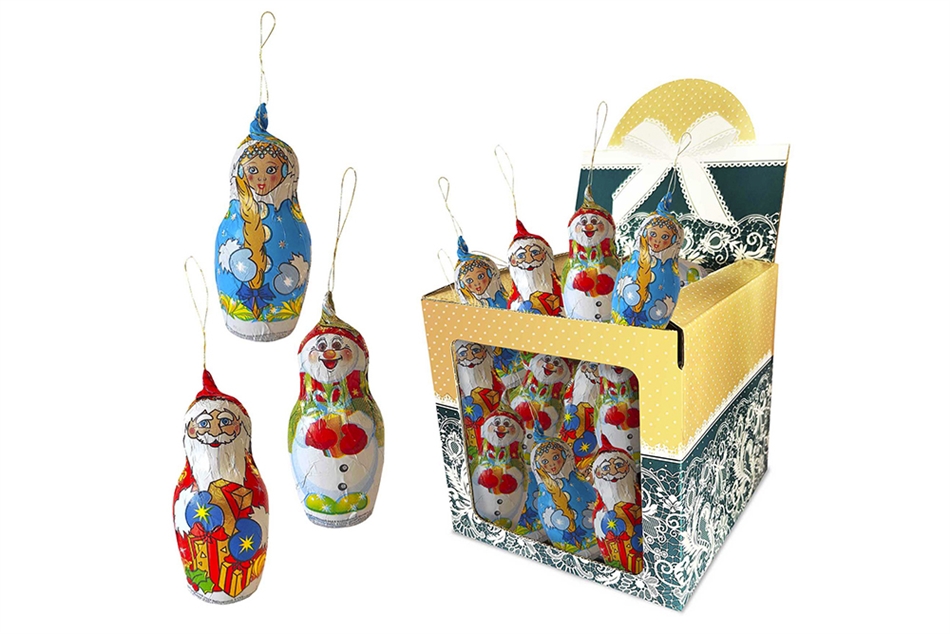 Шоколадная  фигура НГ ассорти из глазури на нитке 18г