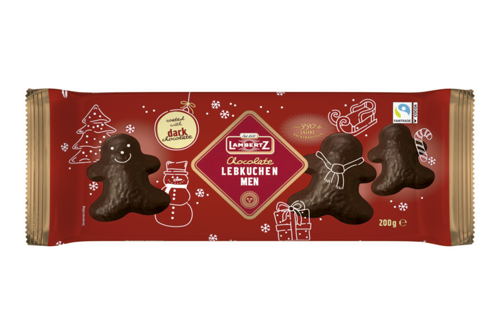 Пряники Ламбертц Пряничные человечки в темном шоколаде 200г