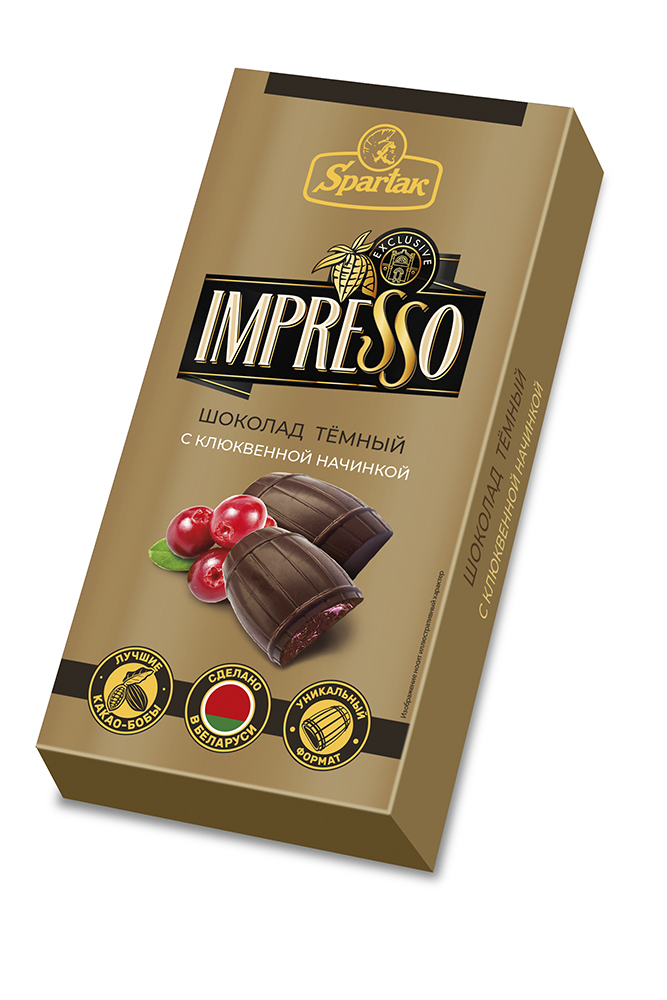 Шоколад Импрессо темный с клюквенной начинкой 141г