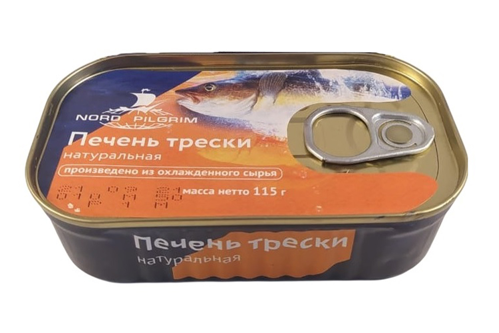 Печень трески Норд Пилигрим натуральная охлажденная  железная банка 115г