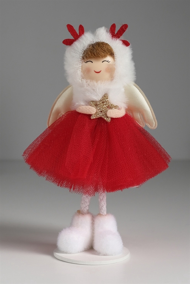 Фигура Ангелочек в красном платье в шапке 16,5см10471304