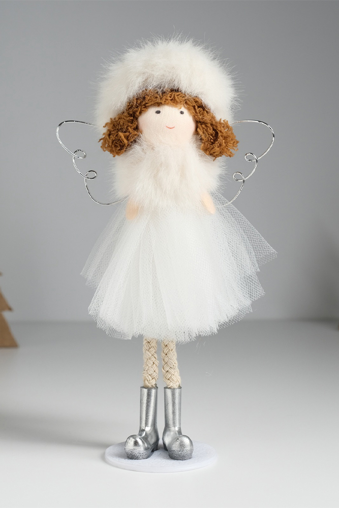 Фигура Ангелочек в мохнатой шапке и шубке 17см10471295