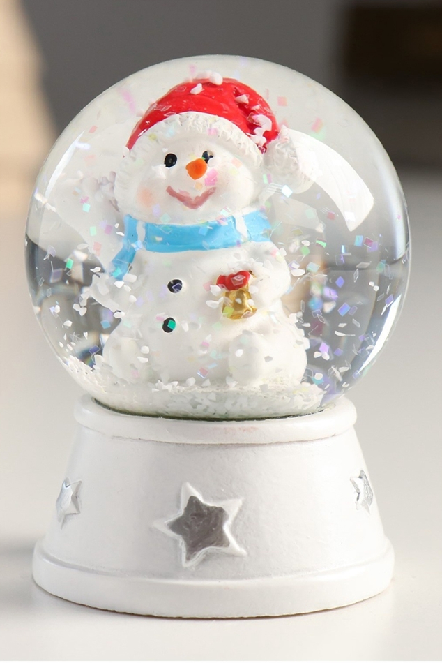 Шар снежный Снеговик в красном колпаке 45мм 4838666