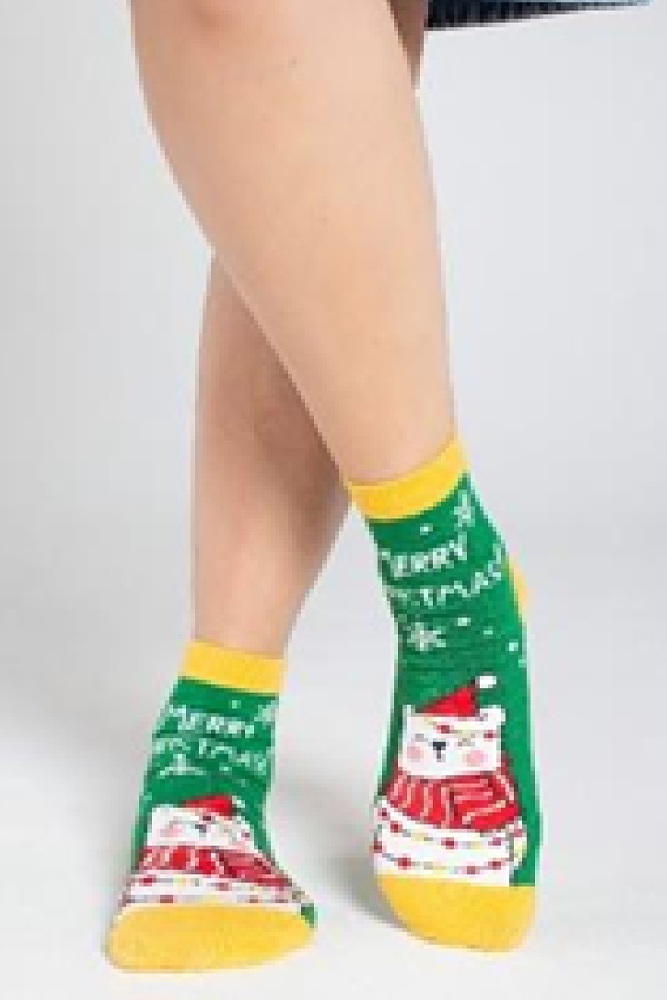 Носки женские PW389 зеленый желтый размер 23-25