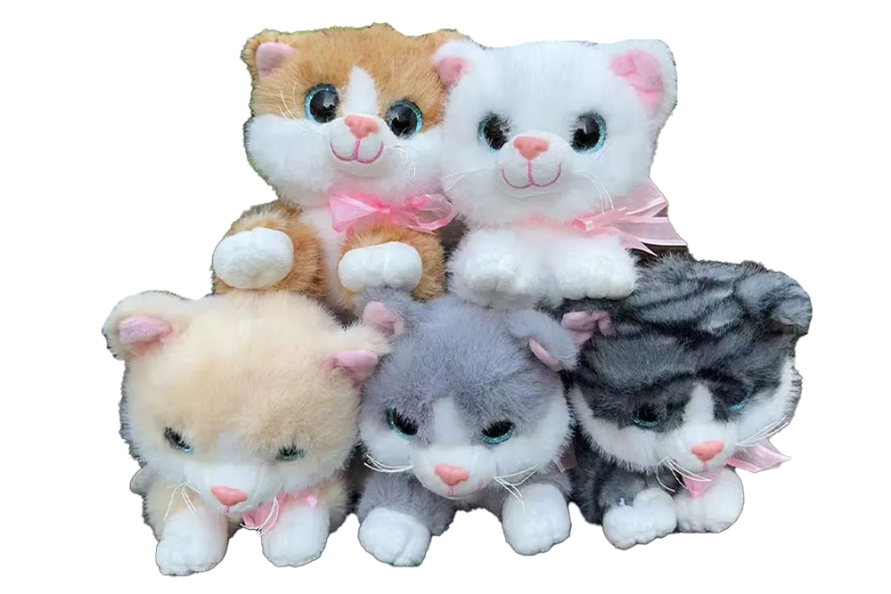 Игрушка мягкая Котенок лежит микс 40см 70079