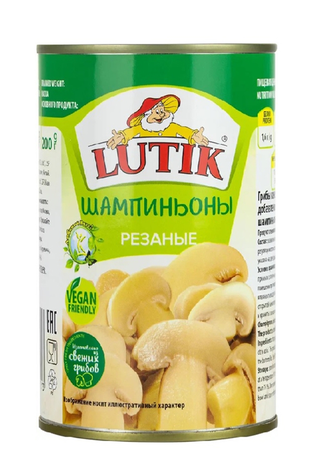Шампиньоны Лютик резаные ж/б 425мл