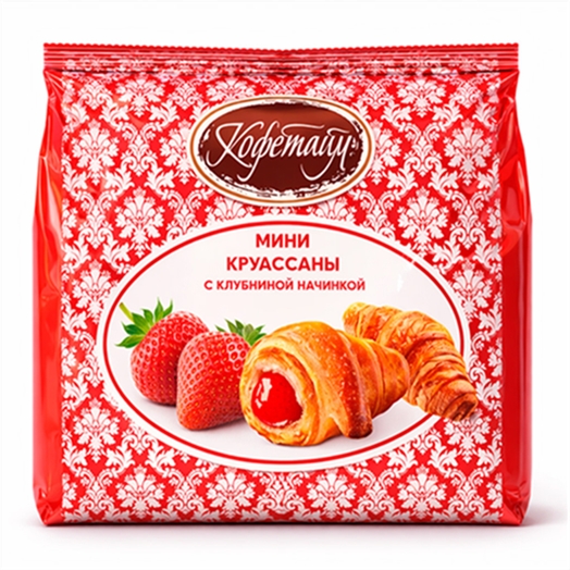 Круассаны Кофетайм мини с клубничной начинкой изделие слоеное 180г