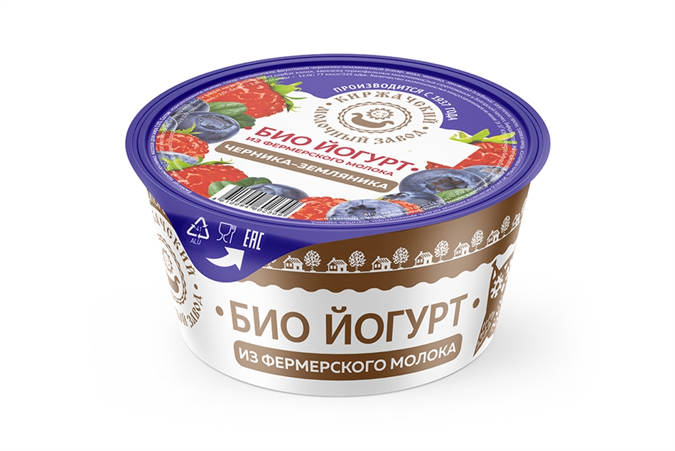 Биойогурт Киржачский МЗ черника/земляника 2,5% пл.ст 120г