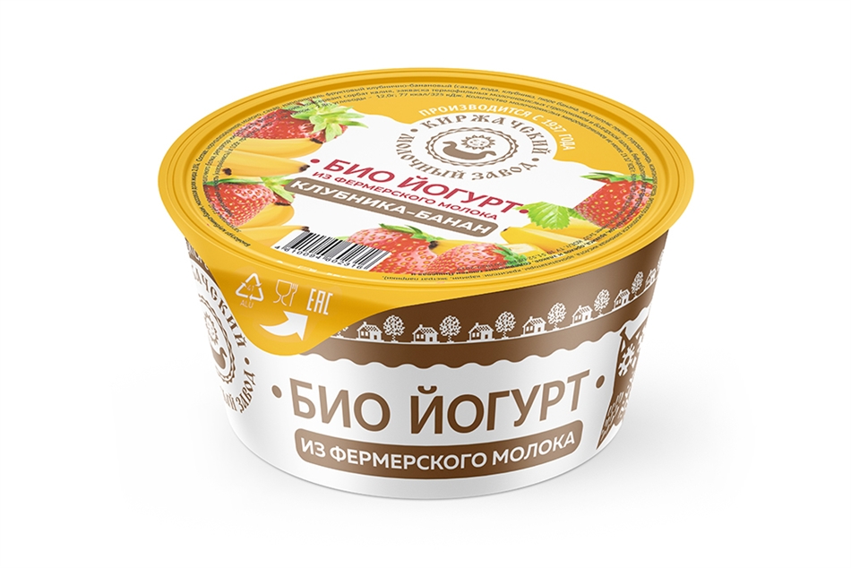 Биойогурт Киржачский МЗ клубника/банан 2,5% пл.ст 120г