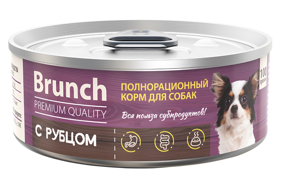 Корм Бранч для собак с рубцом жестяная банка 100г
