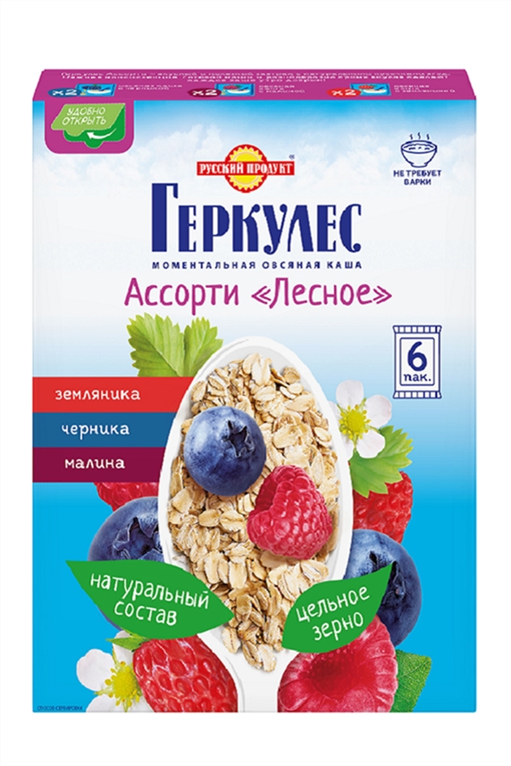 Каша Русский Продукт Геркулес Ассорти лесное 6х40г