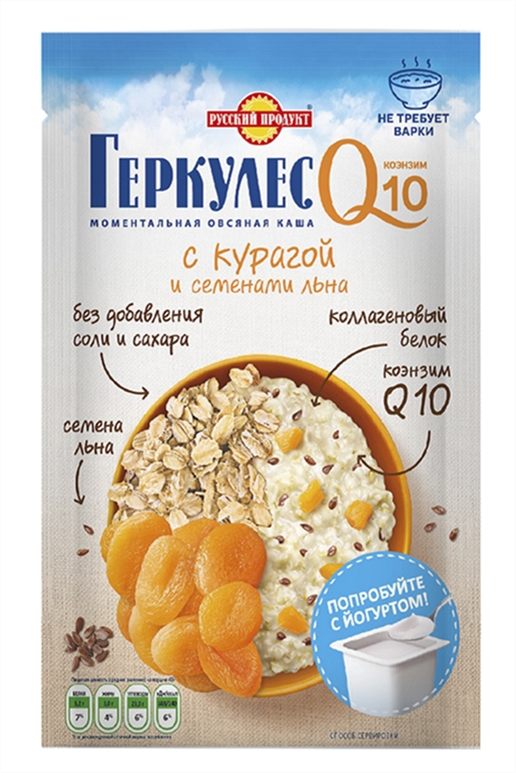 Каша Русский Продукт Геркулес Q10 кураг/семена льна 40г