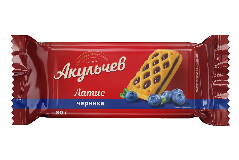 Изделия хлебобулочные Акульчев Слойка Латис с начинкой со вкусом черника 80г