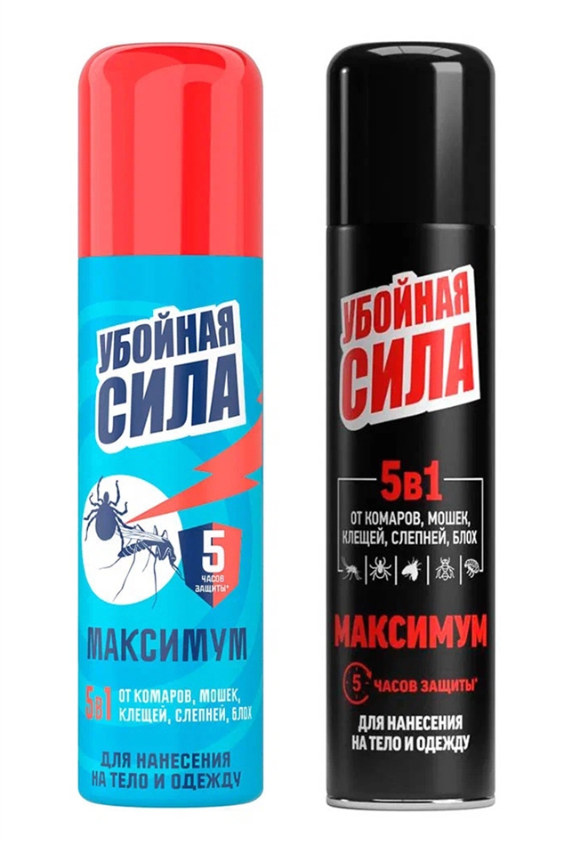Аэрозоль от комаров, клещей, мошек.Убойная сила Максимум 150 мл