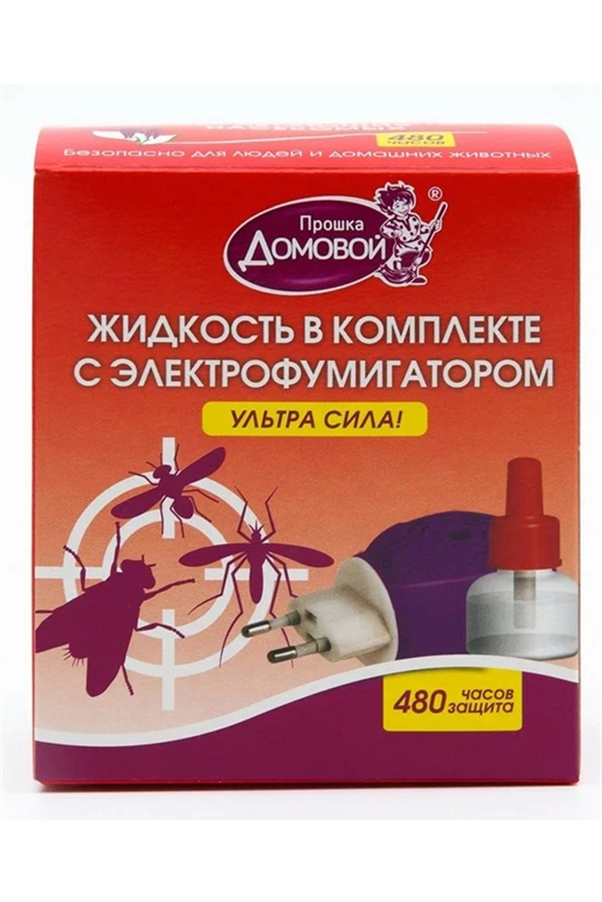 Комплект жидкость от комаров Домовой УЛЬТРА СИЛА! 60 ночей+фумигатор