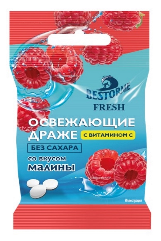 Драже Бесторме Фрэш освеж с витамином  С со вкусом малины без сахара 20г