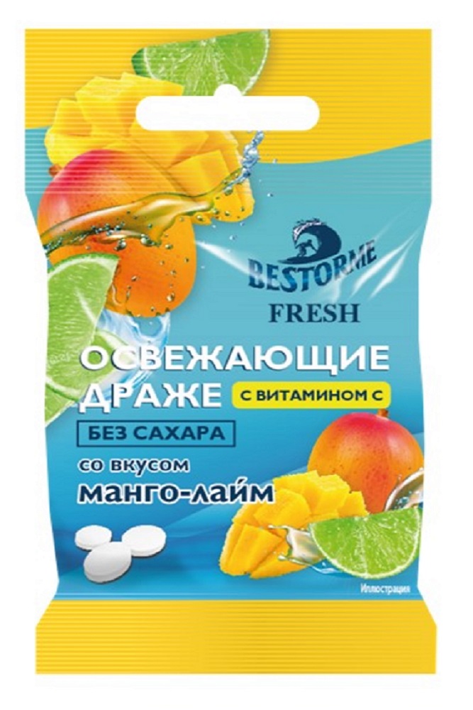 Драже Бесторме Фрэш освеж с витамином С вкус манго-лайм без сахара  20г