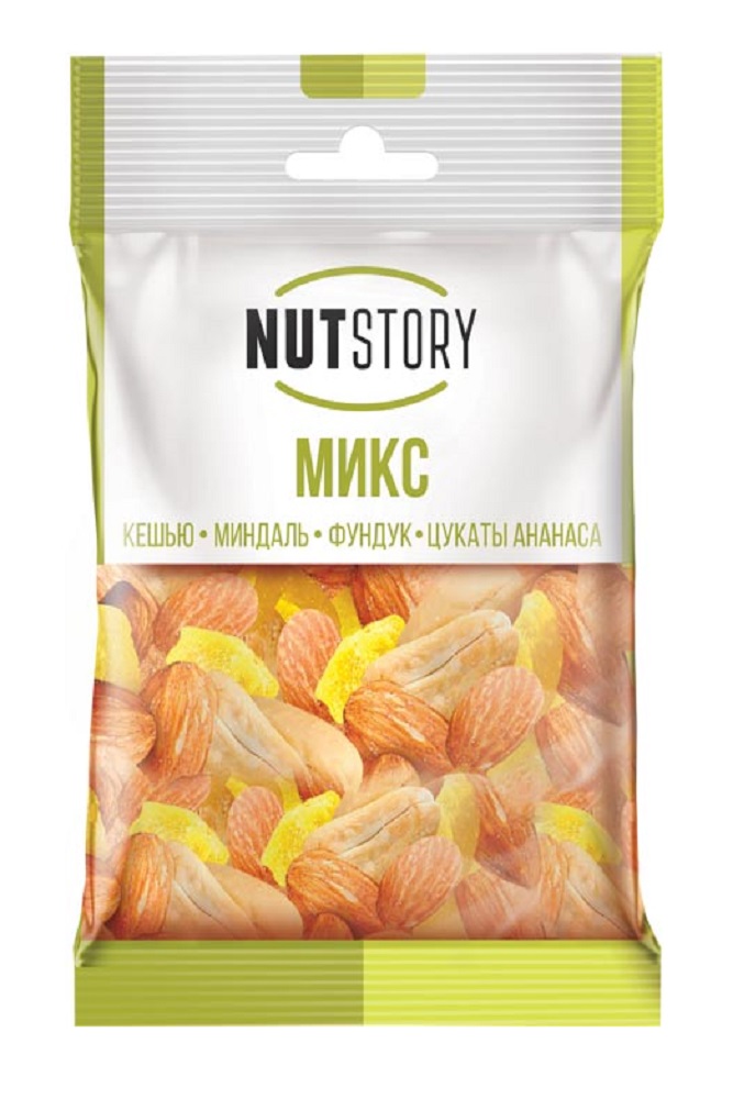 Микс ореховый Нат Стори кешью,миндаль, фундук, цедра ананаса 43г