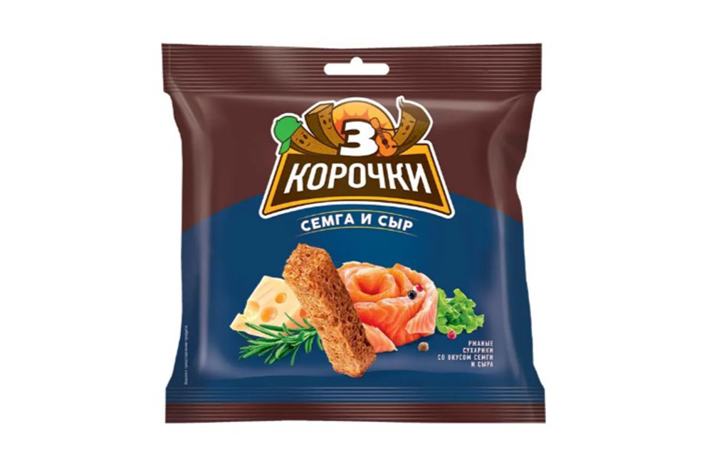 Сухарики 3 Корочки ржаные Сыр с семгой 100г