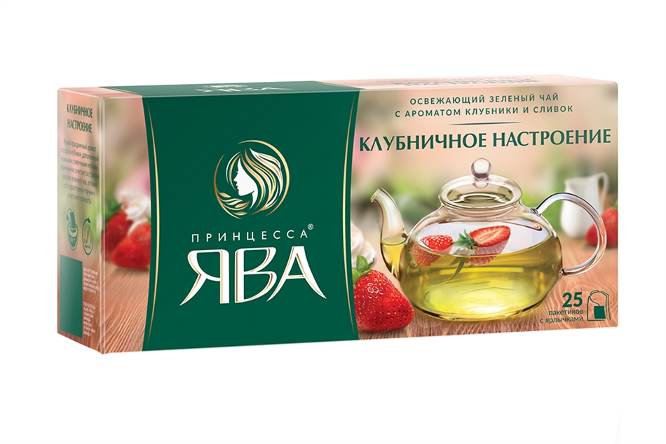 Чай Принцесса Ява Клубничное настроение зеленый в пакетиках 25шт