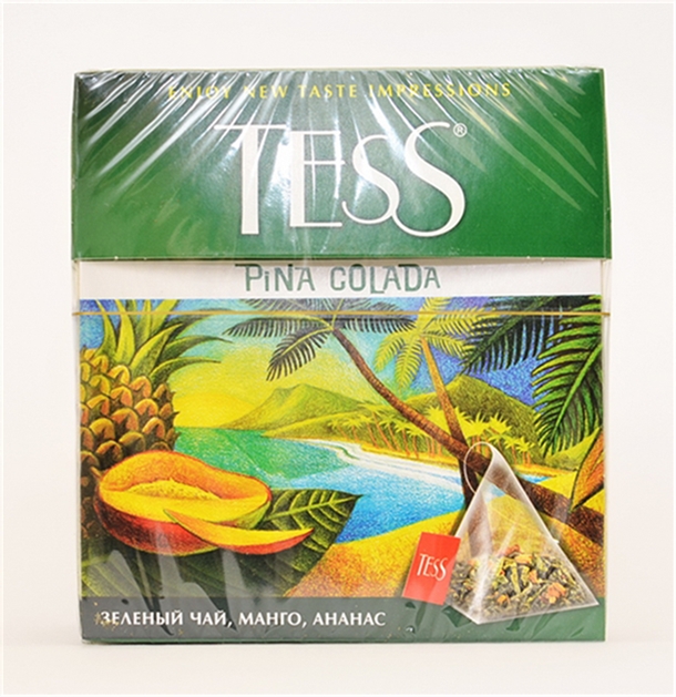 Чай Тесс Пина Колада зеленый байховый манго и ананас 20 пирамидок