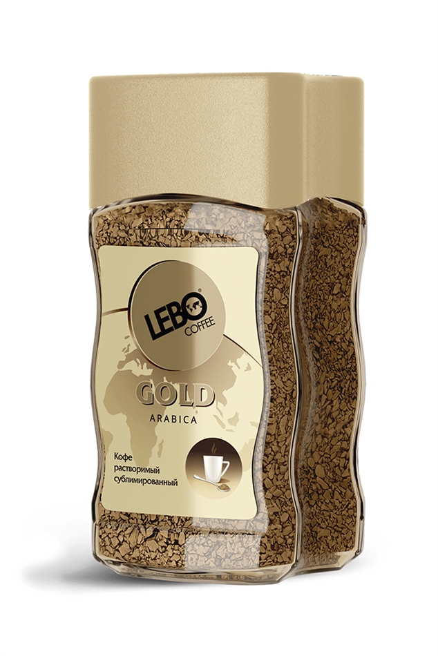 Кофе Лебо Голд растворимый сублимированный стеклянная банка 100г