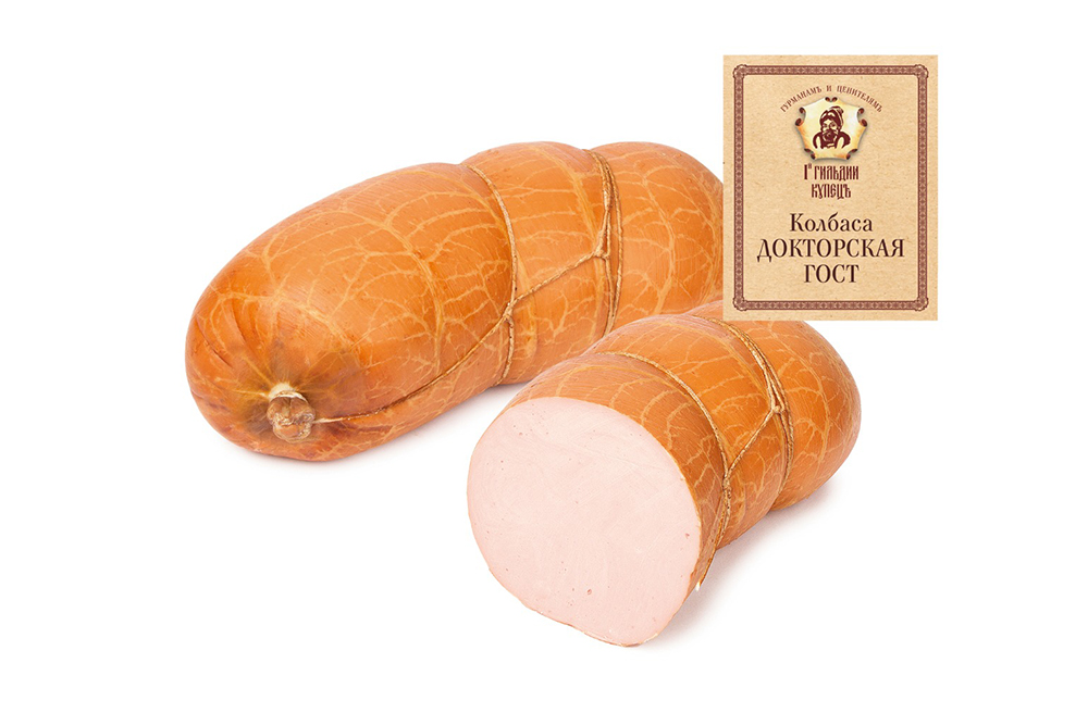 Колбаса Докторская вареная ГОСТ натуральная оболочка Первой Гильдии Купецъ