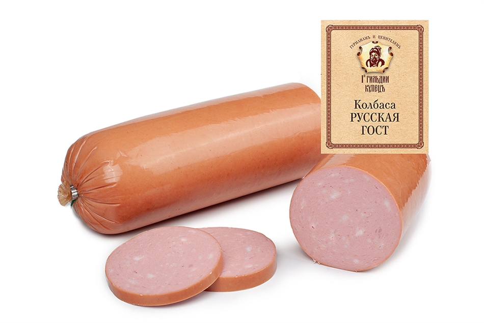 Колбаса Первой Гильдии Купецъ Русская вареная ГОСТ целлофан