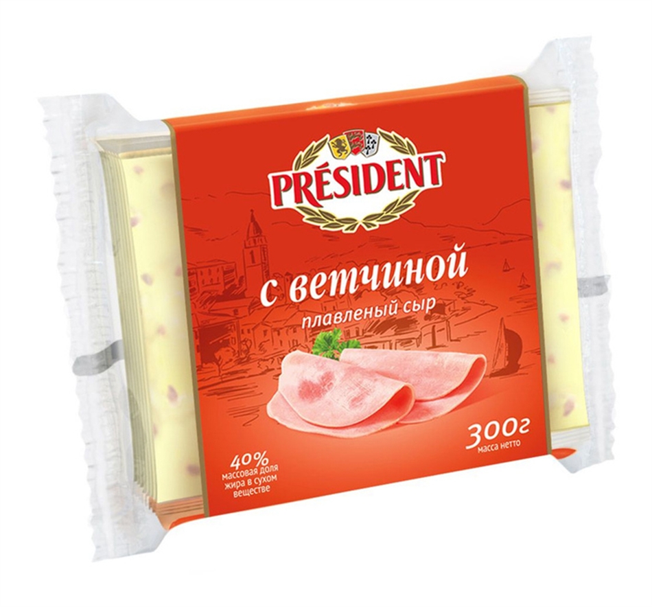 Сыр плавленый Президент ветчина 40% 150г