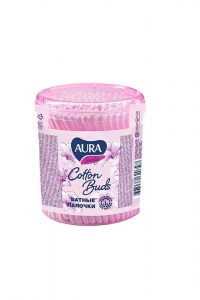 Палочки ватные Аура пластиковая банка 100шт