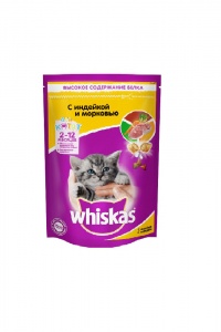 Корм Вискас для котят подушечки молочные индейка морковь 350г