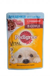 Корм Педигри для щенков с говядиной в соусе 85г
