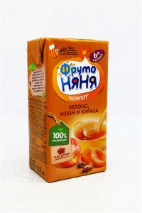 Напиток сокосодержащий  ФрутоНяня Компот яблоко курага изюм 0,2л