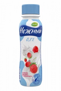 Йогуртный напиток Кампина Нежный сок малины земляники стерилизованный 0,1% 285г