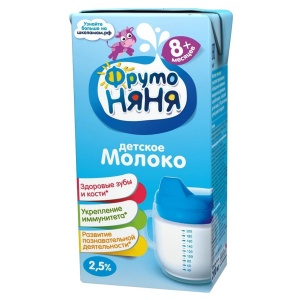 Молоко ФрутоНяня ультрапастеризованное 2,5% 0,2л