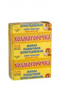 Масло Холмогорочка Крестьянское сливочное не соленое 72,5% 180г