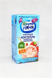 Коктейль молочный ФрутоНяня Клубника Земляника 200г