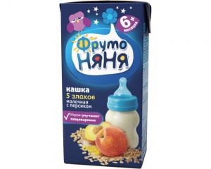Кашка ФрутоНяня молочная 5 злаков Персик 200г