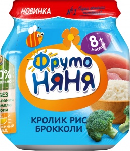 Пюре ФрутоНяня кролик рис и капуста брокколи 100г
