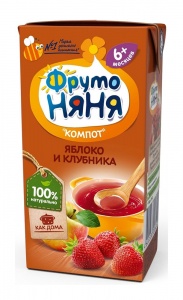 Напиток сокосодержащий ФрутоНяня Компот яблоко клубника  0,2л