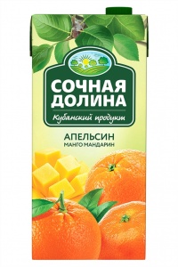 Напиток Сочная Долина сокосодержащий из апельсина, манго и мандарина 0,95л