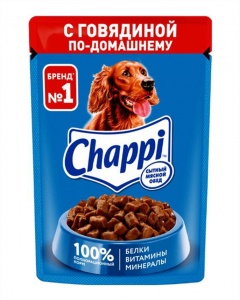 Корм Чаппи Сытный мясной обед говядина по-домашнему 85г