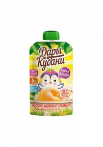 Пюре Дары Кубани яблоко абрикос и сливки 90г