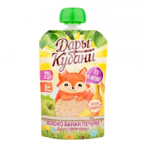 Пюре Дары Кубани яблоко банан и печенье 90г