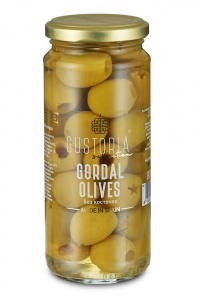 Оливки Густория Гордаль зеленые без косточки 358мл ст/б