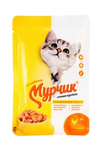 Корм для кошек Мурчик курица в соусе 75г