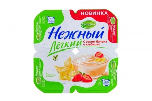 Йогуртный продукт Кампина Легкий банан клубника 0,1% 95г