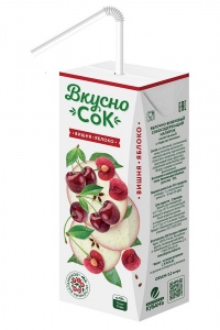 Напиток ВкусноСок сокосодержащий Яблочно-вишнёвый 0,2л